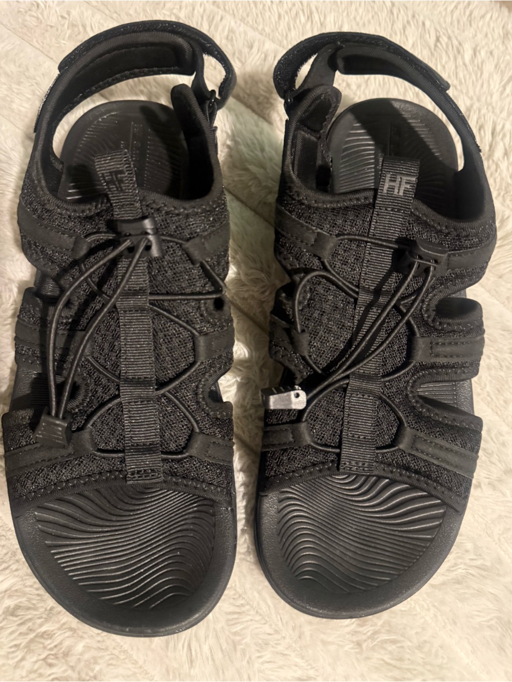 Hike Footwear Black Sport Sandals with Elastic Bungee Lacing Size 9.5